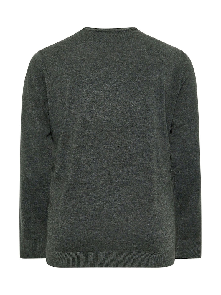 Cinza - Camisola de malha com gola redonda BadRhino Big & Tall - Imagem 3 de 3