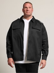 BadRhino Big & Tall Black Military Zip Through Overshirt - Image 1 of 7