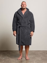 BadRhino Big & Tall Grey Super Soft Borg Dressing Gown - Image 1 of 6