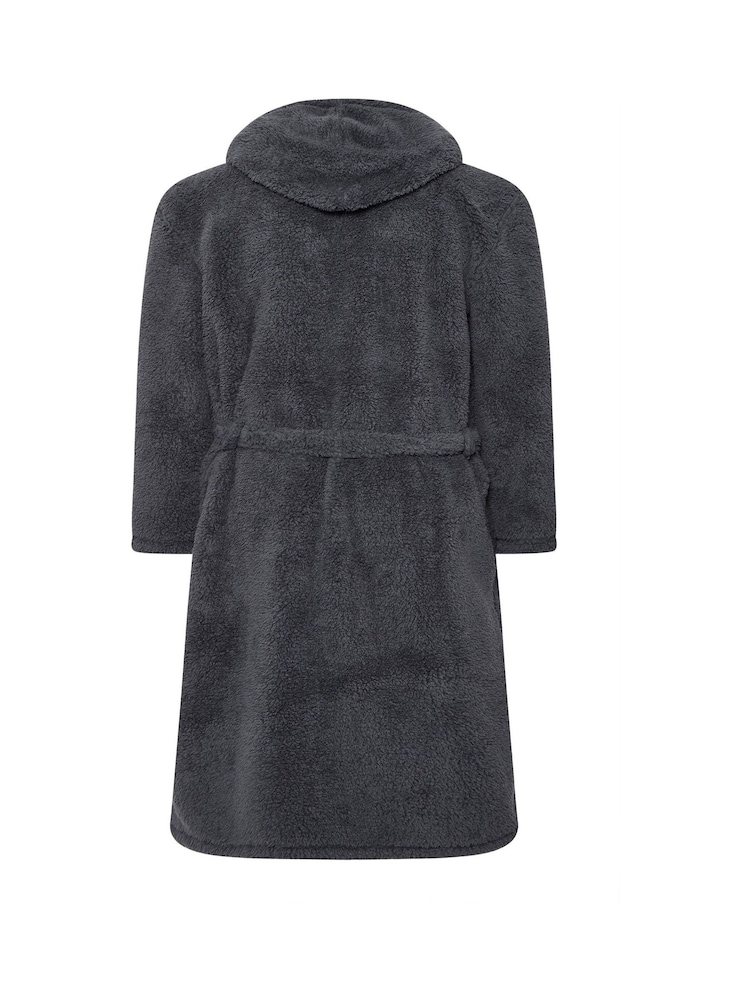 BadRhino Big & Tall Grey Super Soft Borg Dressing Gown - Image 6 of 6 BadRhino Big & Tall Grey Super Soft Borg Dressing Gown - Image 6 of 6