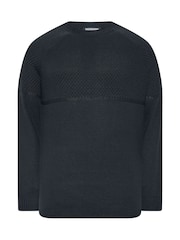 Blau - BadRhino Big & Tall – Halbstrukturierter Strickpullover mit Rundhalsausschnitt - Bild 5 von 6