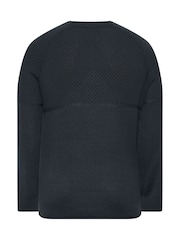 Blau - BadRhino Big & Tall – Halbstrukturierter Strickpullover mit Rundhalsausschnitt - Bild 6 von 6