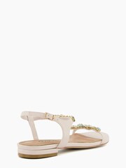 Dune London Cream Nissa Opal Tbar Flat Sandals - Image 3 of 5