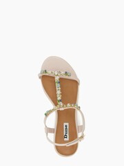 Dune London Cream Nissa Opal Tbar Flat Sandals - Image 4 of 5