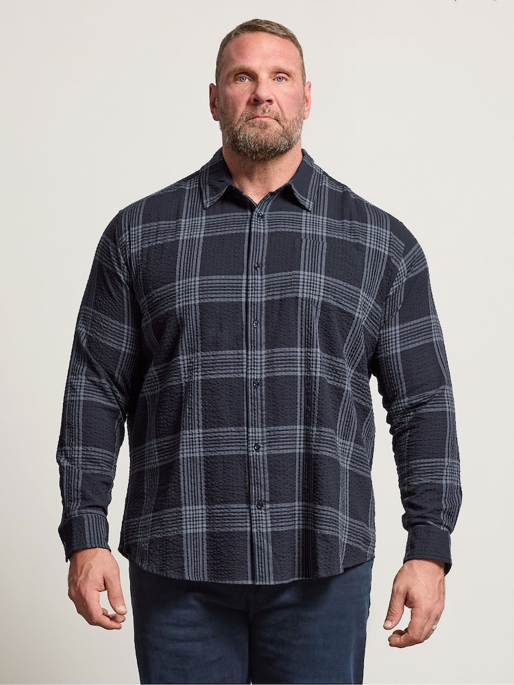 BadRhino Big & Tall Texturerad Rutig Skjorta - Bild 1 av 6