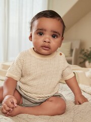 Grey/White Knitted Baby Top and Bloomer Short Set (0mths-2yrs) - Image 2 of 10