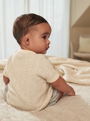 Grey/White Knitted Baby Top and Bloomer Short Set (0mths-2yrs) - Image 3 of 10
