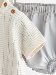 Grey/White Knitted Baby Top and Bloomer Short Set (0mths-2yrs) - Image 6 of 10