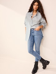 Blue Stripe Gem Embellished Long Sleeve Shirt - Image 2 of 6