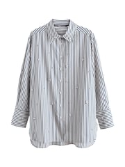 Blue Stripe Gem Embellished Long Sleeve Shirt - Image 5 of 6
