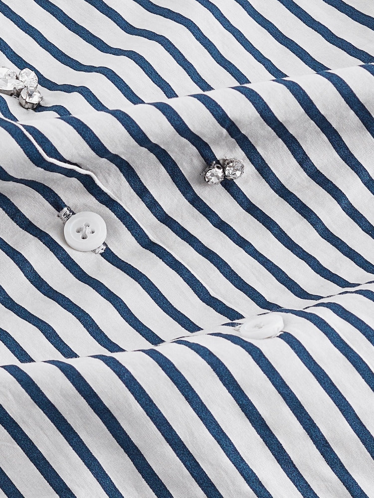 Blue Stripe Gem Embellished Long Sleeve Shirt - Image 6 of 6