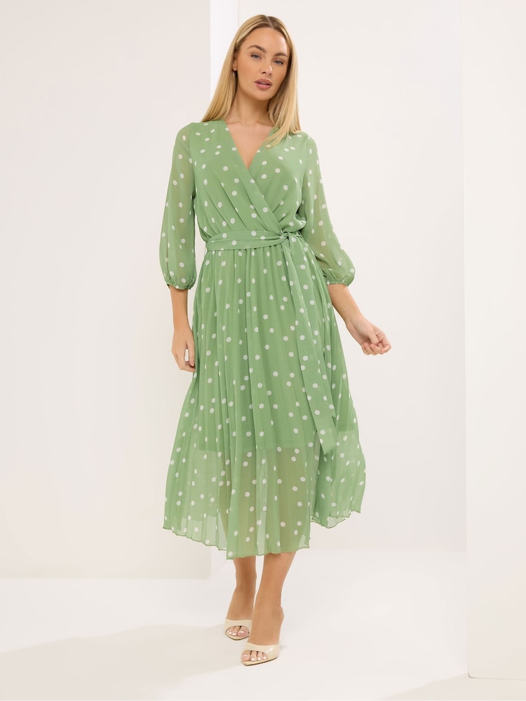 Star by Julien MacDonald Green Pleated Mock Wrap Dress - Image 1 of 6 Star by Julien MacDonald Green Pleated Mock Wrap Dress - Image 1 of 6