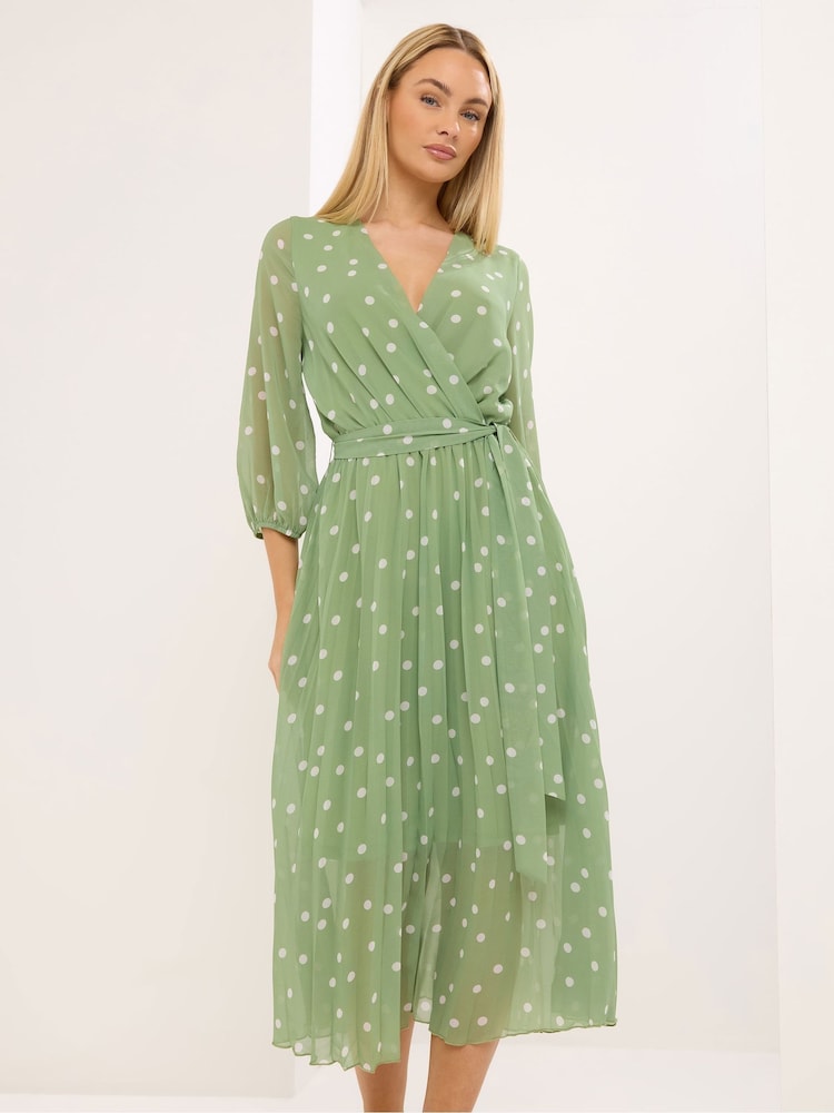 Star by Julien MacDonald Green Pleated Mock Wrap Dress - Image 2 of 6 Star by Julien MacDonald Green Pleated Mock Wrap Dress - Image 2 of 6