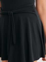 Black Shaping Tummy Control Skirted Swim Dress - Image 3 of 5