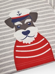 JoJo Maman Bébé Marl Grey Kids Nautical Dog Appliqué T-Shirt - Image 2 of 2