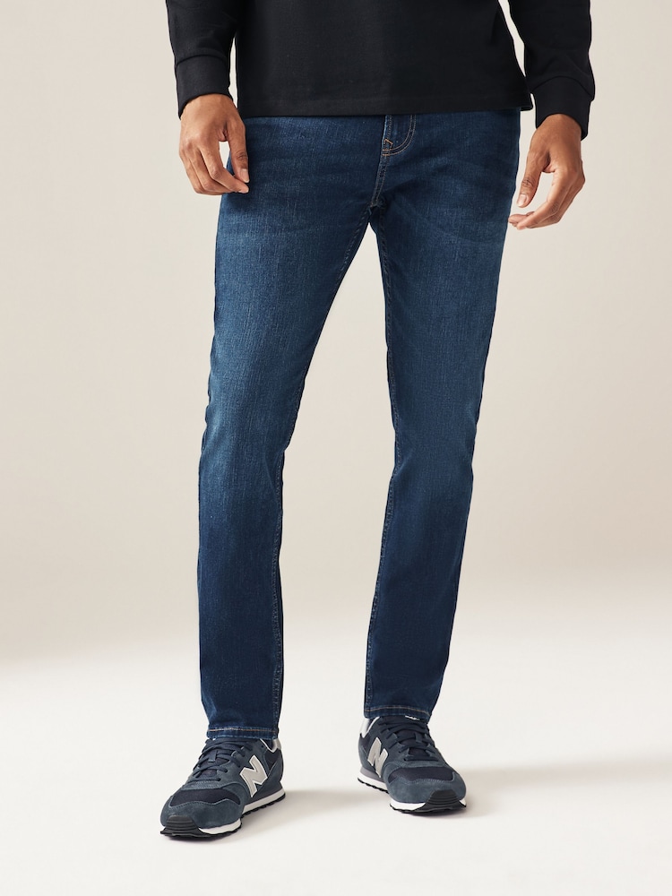 Blue Mid Single Skinny Fit Classic Stretch Jeans - Image 1 of 9