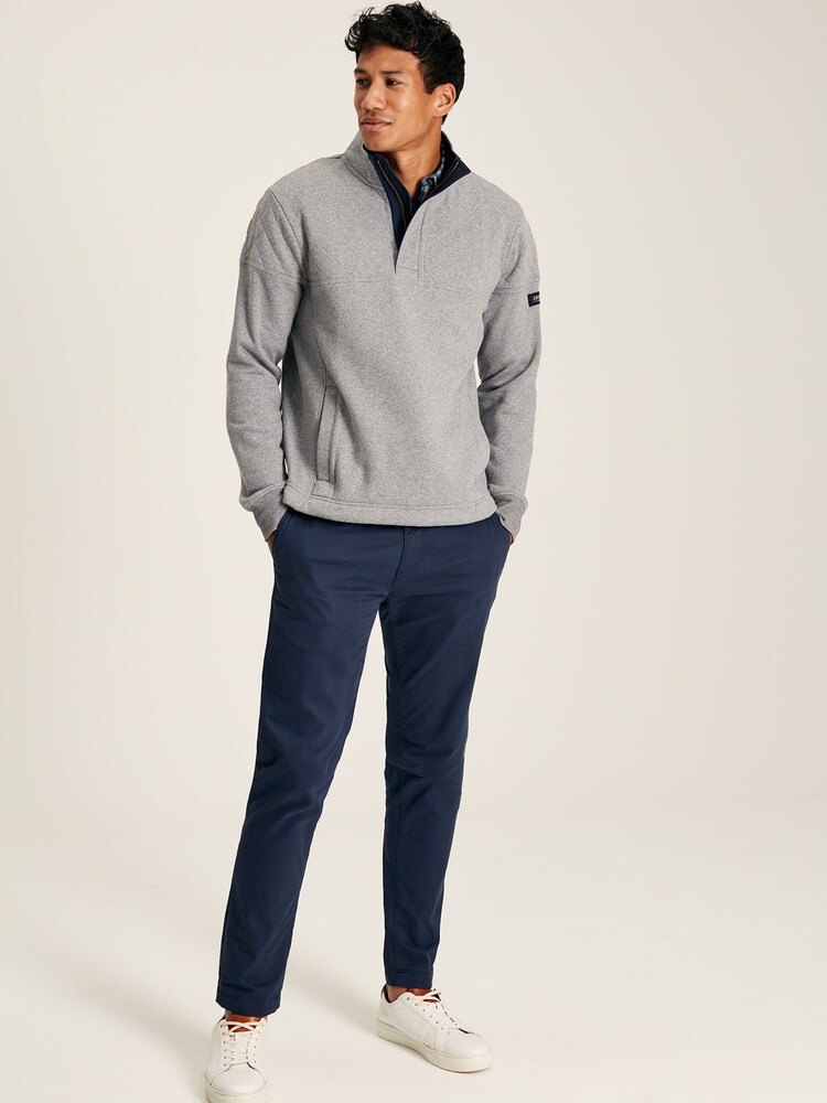 Joules Darrington Grey Quarter Zip Quilted Sweatshirt - Image 1 of 6