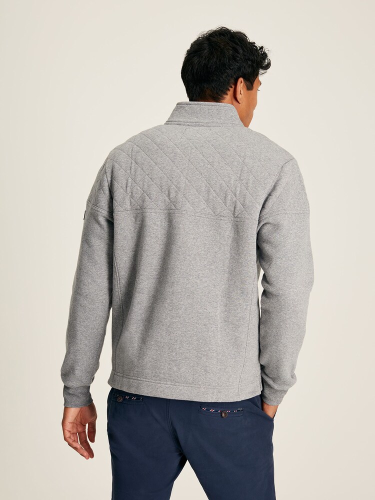 Joules Darrington Grey Quarter Zip Quilted Sweatshirt - Image 2 of 6