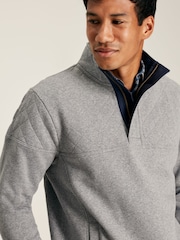 Joules Darrington Grey Quarter Zip Quilted Sweatshirt - Image 5 of 6