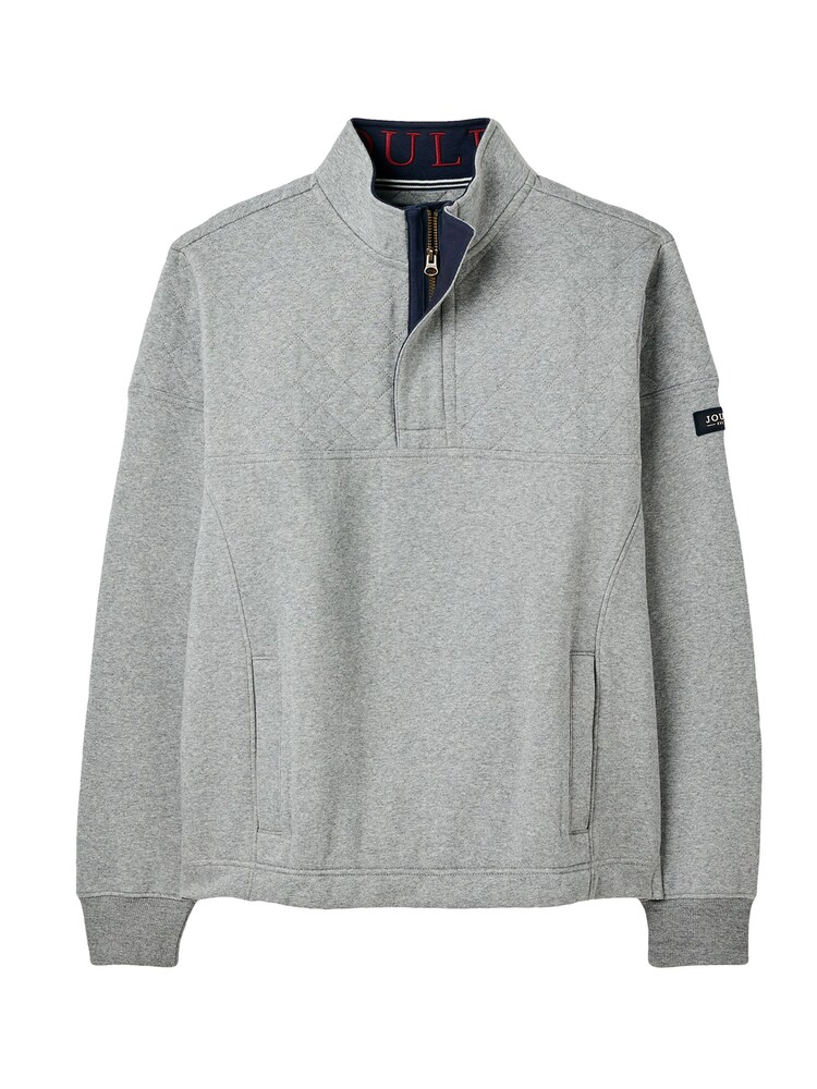 Joules Darrington Grey Quarter Zip Quilted Sweatshirt - Image 6 of 6