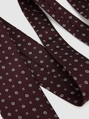 Reiss Burgundy Onorio Silk-Blend Micro Floral Medallion Tie - Image 3 of 5