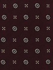 Reiss Burgundy Onorio Silk-Blend Micro Floral Medallion Tie - Image 5 of 5