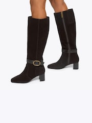 Kurt Geiger London Brown Mayfair Block Knee Boots - Image 1 of 5