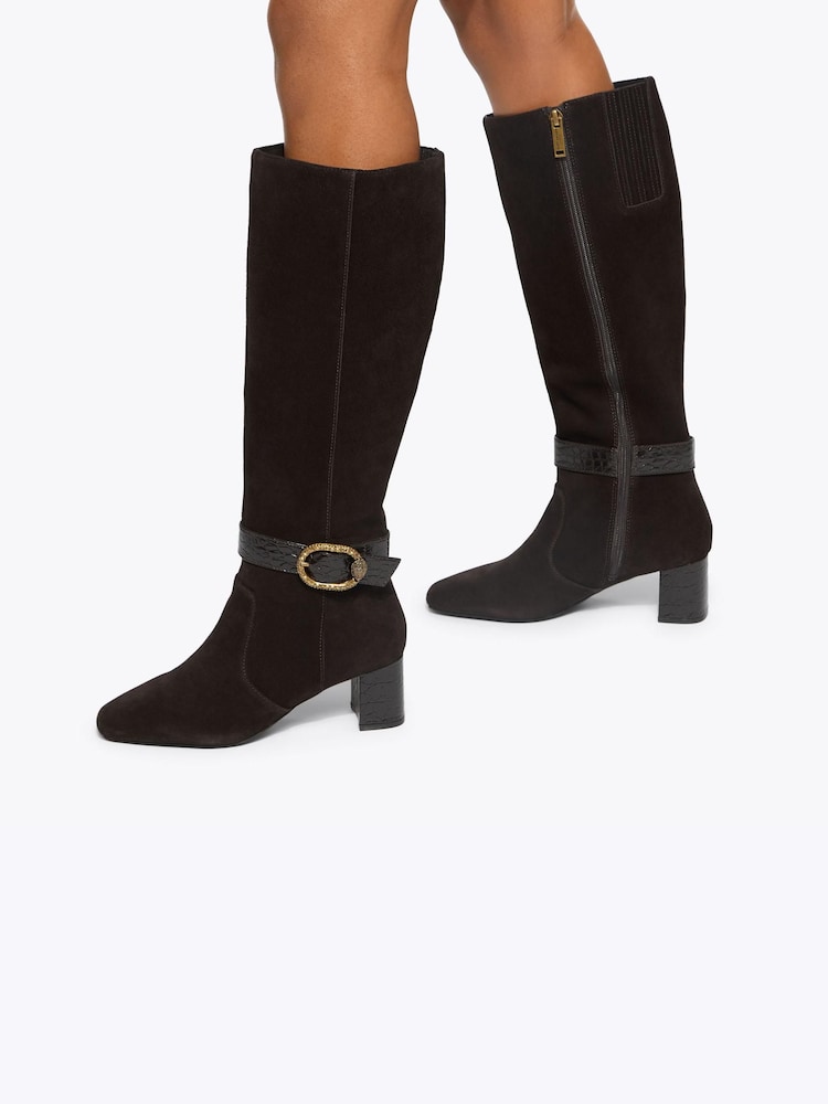 Kurt Geiger London Brown Mayfair Block Knee Boots - Image 1 of 5
