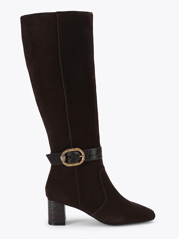 Kurt Geiger London Brown Mayfair Block Knee Boots - Image 2 of 5