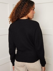 Threadbare Black Wrap Front Knitted Jumper - Image 2 of 4
