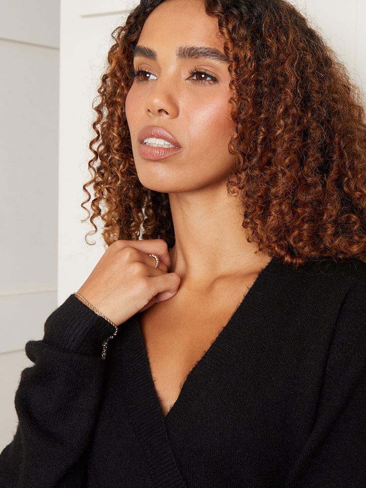 Threadbare Black Wrap Front Knitted Jumper - Image 4 of 4