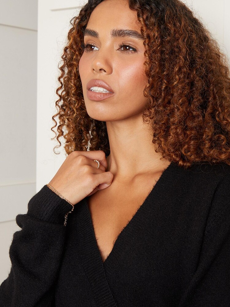 Threadbare Black Wrap Front Knitted Jumper - Image 4 of 4 Threadbare Black Wrap Front Knitted Jumper - Image 4 of 4