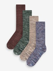Blue/Grey/Neutral 4 Pack Textured Heavyweight Socks - Image 1 of 6