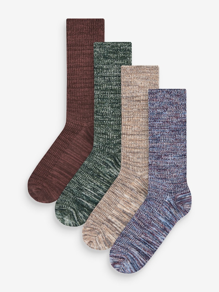 Blue/Grey/Neutral 4 Pack Textured Heavyweight Socks - Image 1 of 6
