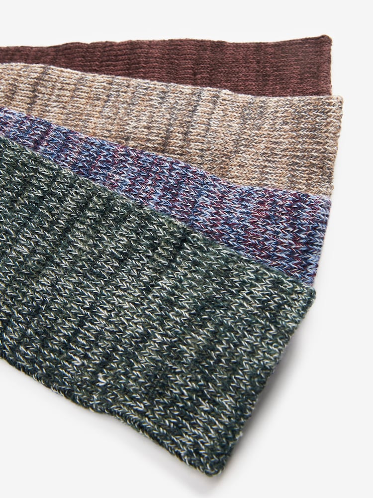 Blue/Grey/Neutral 4 Pack Textured Heavyweight Socks - Image 6 of 6