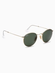 Zlata obroba in zelene leče - Ray-Ban sončna očala z okroglim kovinskim potiskom - Slika 1 iz 3