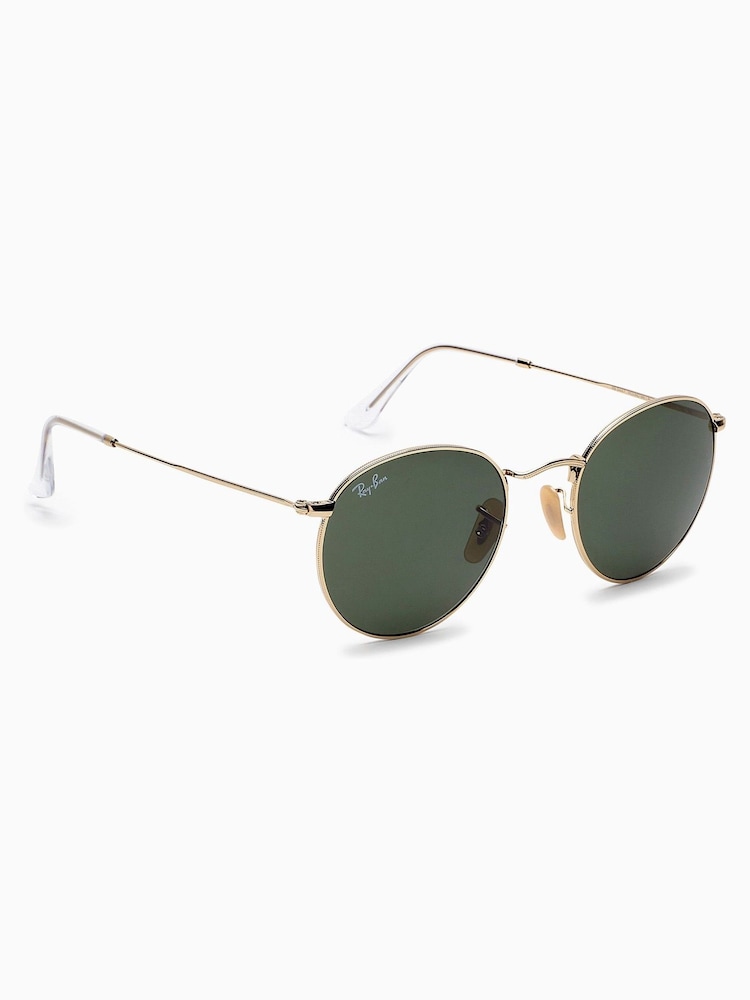 Zlata obroba in zelene leče - Ray-Ban sončna očala z okroglim kovinskim potiskom - Slika 1 iz 3