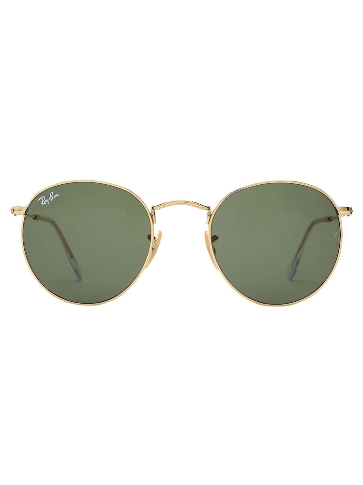 Zlata obroba in zelene leče - Ray-Ban sončna očala z okroglim kovinskim potiskom - Slika 2 iz 3