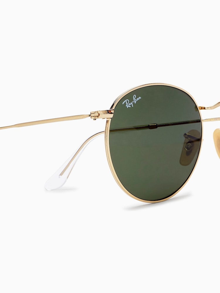 Zlata obroba in zelene leče - Ray-Ban sončna očala z okroglim kovinskim potiskom - Slika 3 iz 3