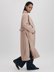 Reiss Neutral Sasha Wool Blend Double Breasted Blindseam Coat - Image 1 of 6
