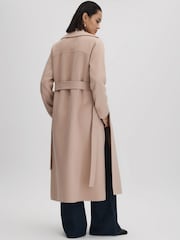 Reiss Neutral Sasha Wool Blend Double Breasted Blindseam Coat - Image 3 of 6