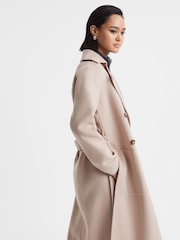 Reiss Neutral Sasha Wool Blend Double Breasted Blindseam Coat - Image 6 of 6