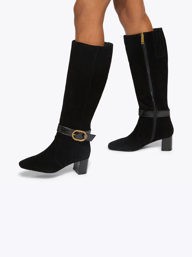 Kurt Geiger London Black Turnlock Knee Boots - Image 1 of 5 Kurt Geiger London Black Turnlock Knee Boots - Image 1 of 5