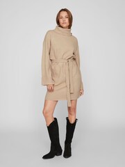 VILA Brown Long Sleeve High Neck Cosy Jumper Dress - Image 1 of 6