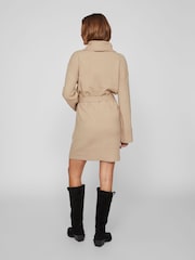 VILA Brown Long Sleeve High Neck Cosy Jumper Dress - Image 2 of 6