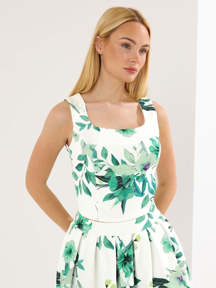 Star by Julien MacDonald Cream Scuba Printed Co Ord Top - Image 1 of 5 Star by Julien MacDonald Cream Scuba Printed Co Ord Top - Image 1 of 5