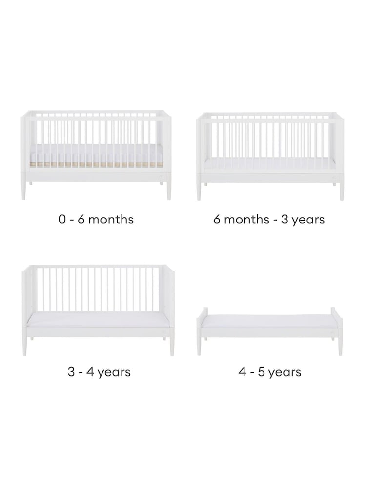 Gaia Baby All White Eos Cot & Dresser 2 Piece Nursery Furniture Set - Image 5 of 5