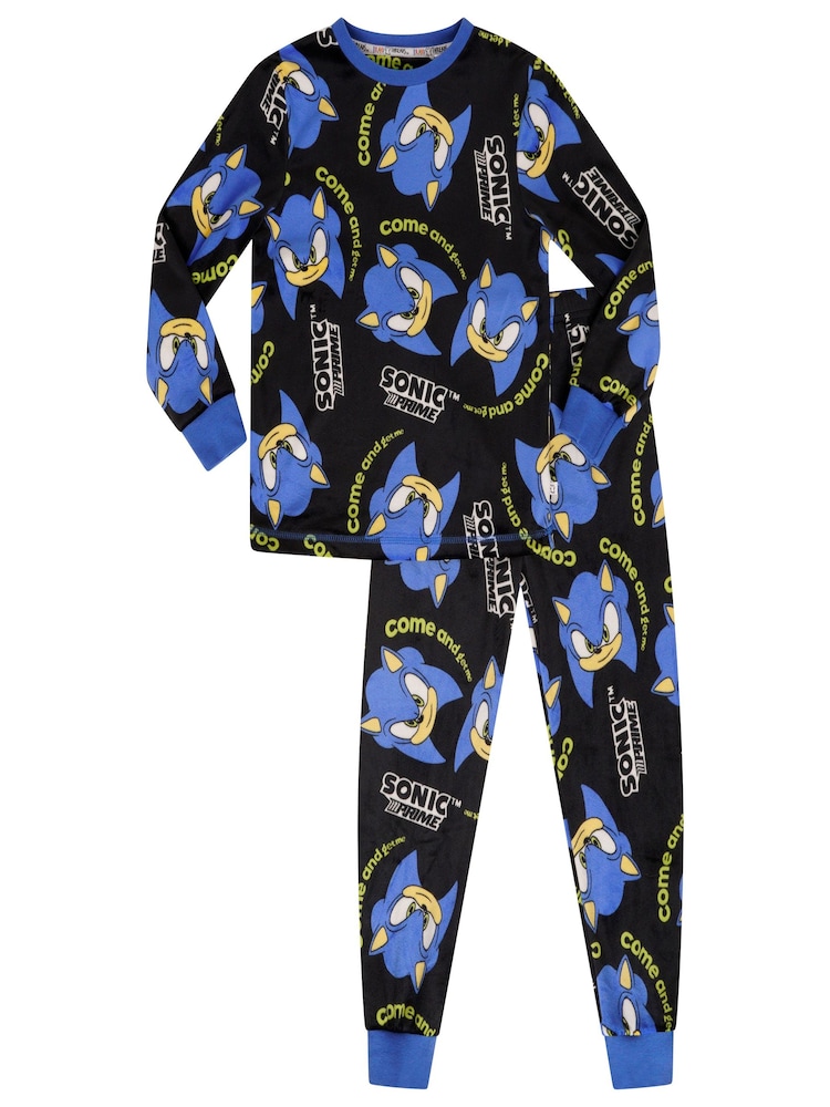 Brand Threads Black Sonic The Hedgehog Boys Fleece Pyjama Set - Image 1 of 4