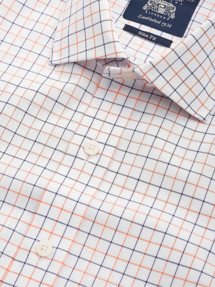 Savile Row Company pieguļošs kokvilnas poplīna rūtainais formālais krekls ar vienu aproci - Attēls 5 no 5