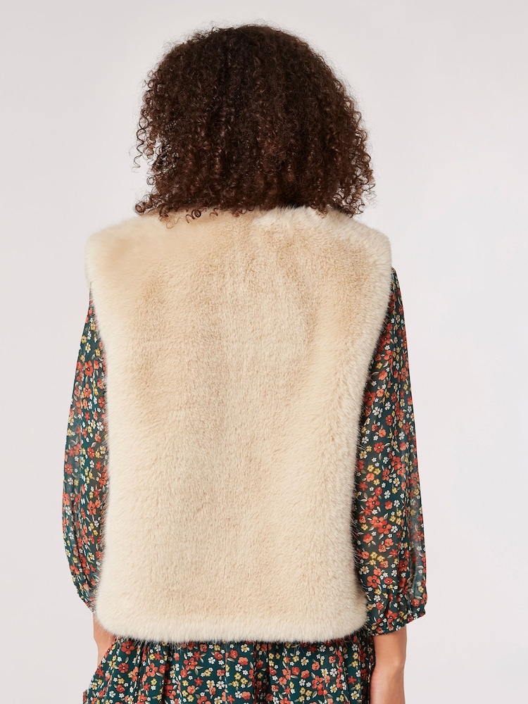 Apricot Natural Elegant Faux Fur Crop Gilet - Image 2 of 5 Apricot Natural Elegant Faux Fur Crop Gilet - Image 2 of 5